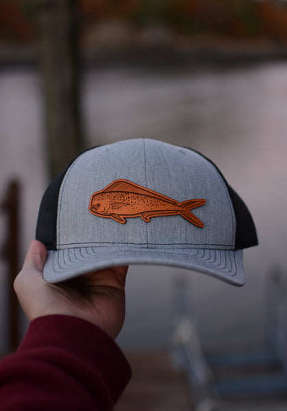 Mahi Mahi Tuna Fishing Leather Patch Hat Cap Kamel 815 Mesh Snapback Black New Kamel 815 Snapback Mesh Trucker Cap Slight Curve Hat  main image 4