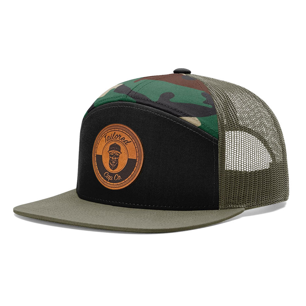 Wildlife Bass Laser Engraved Leather Patch Trucker Hat